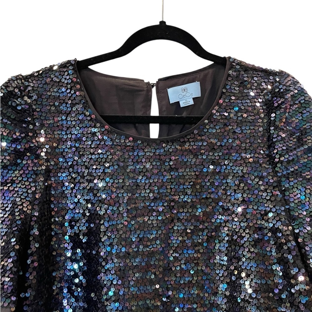 Cece Women’s Iridescent Sequin Mesh Dressy Blouse Top Shirt Dressy Party Size XL - Picture 4 of 7